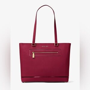 Michael Kors Wine-Red Tote with Front Zip Pocket